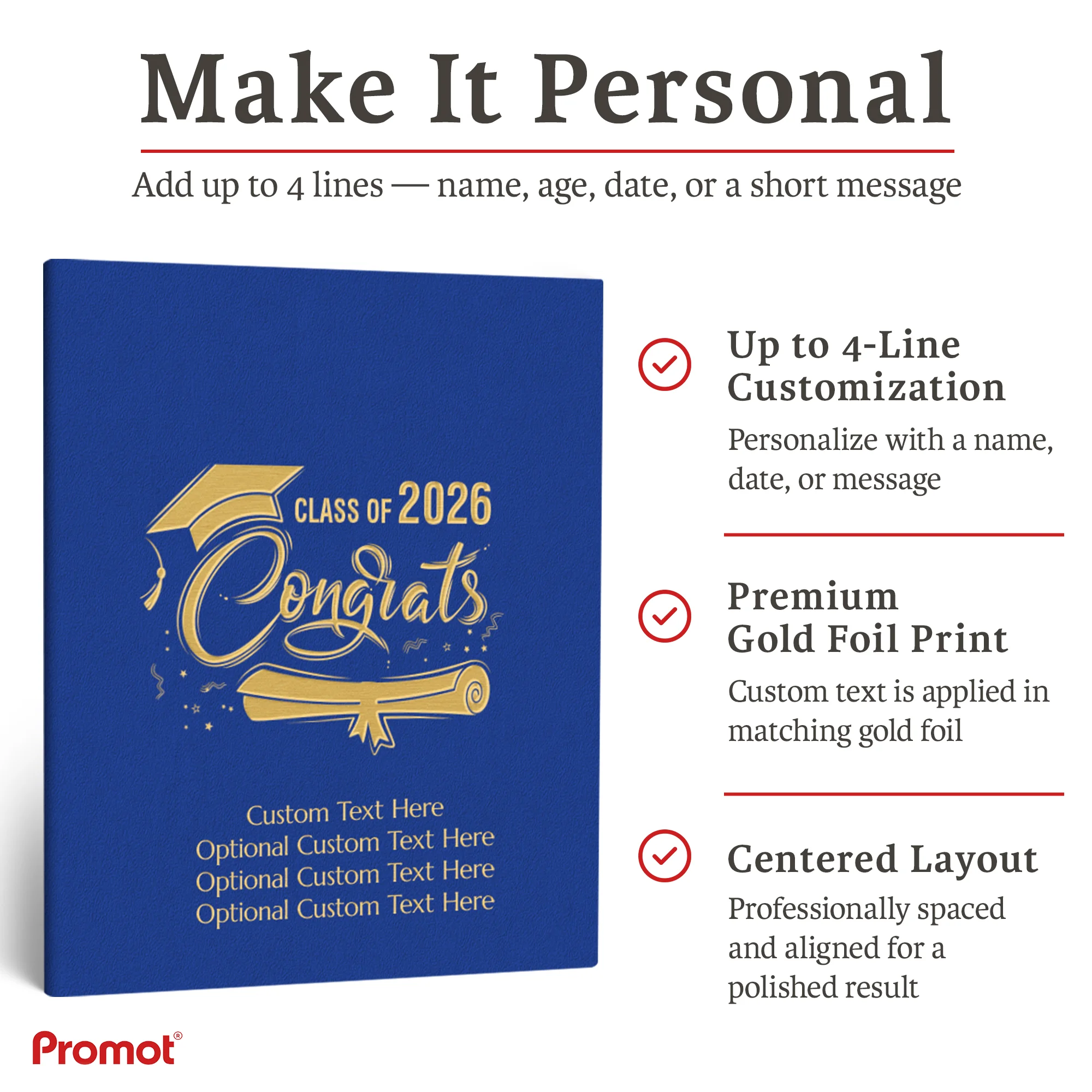 Personalized Graduation Party Guestbook- Class of 2026 (BLUE)
